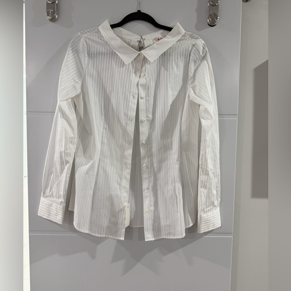 Brooks Brothers White Striped Blouse